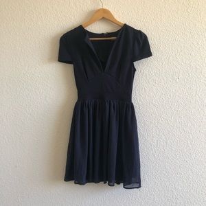 Navy v neck dress